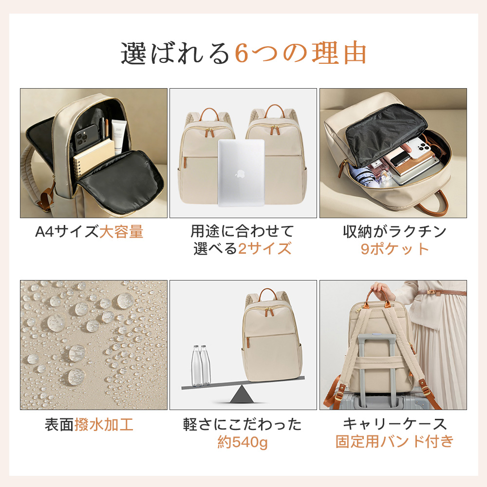 リュック レディース 防水 撥水 通勤 pc きれいめ おしゃれ 軽量 軽い ビジネスリュック 大容量 パソコン 使いやすい 女性 仕事 バッグ ナイロンノートパソコン 関連画像2