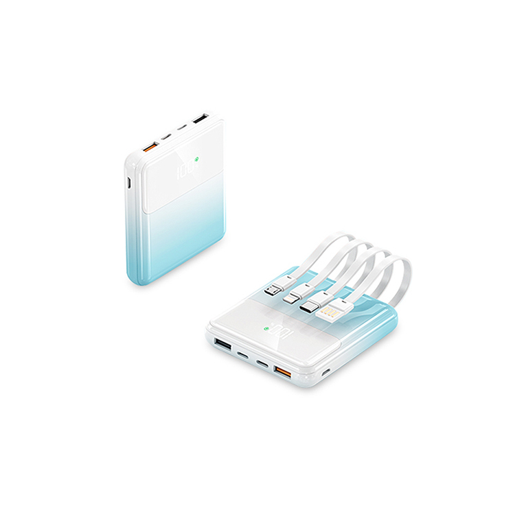 モバイルバッテリー 20000mAh 携帯充電器 4種のケーブル付属 残量目安