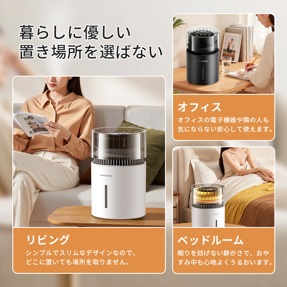 加湿器 大容量気化式加湿器 卓上 お手入れ簡単 気化式 上から給水 2.5L