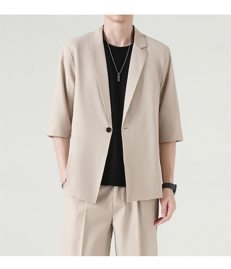 テーラードジャケット ショート丈 七分袖 無地 ハーフスリーブ