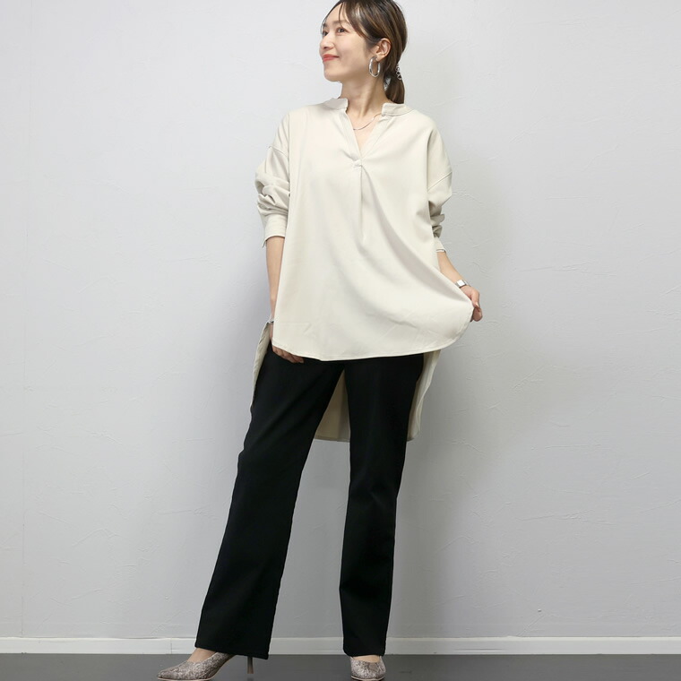 Aletta vita シャツ チュニック スキッパー 後ろボタン スリット