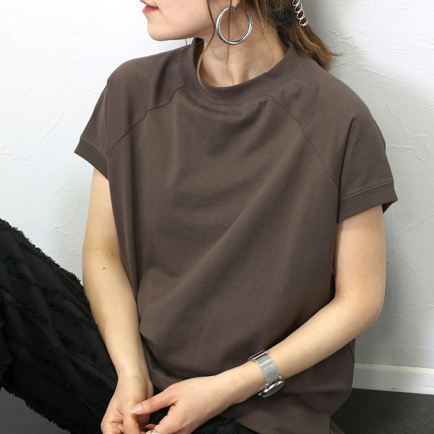 miura ミウラ　モックネック半袖　XL Aletta vita カットソー フレンチ モックネック 半袖 きれいめ 綿