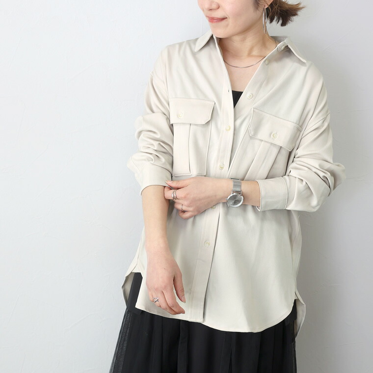 Aletta vita ジャケット シャツ 前開き 羽織り 両ポケ フラップ 長袖