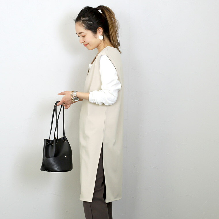Aletta vita ワンピース チュニック 深Vネック スリット 小顔