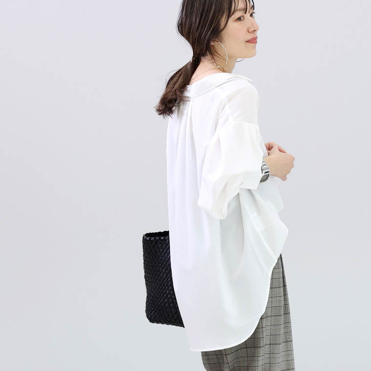 Aletta vita シャツ ブラウス タック ドロップショルダー マット 大人 