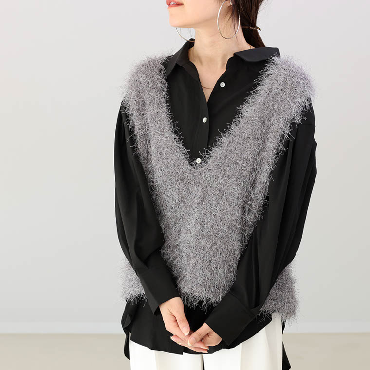 Aletta vita シャツ ブラウス タック ドロップショルダー マット