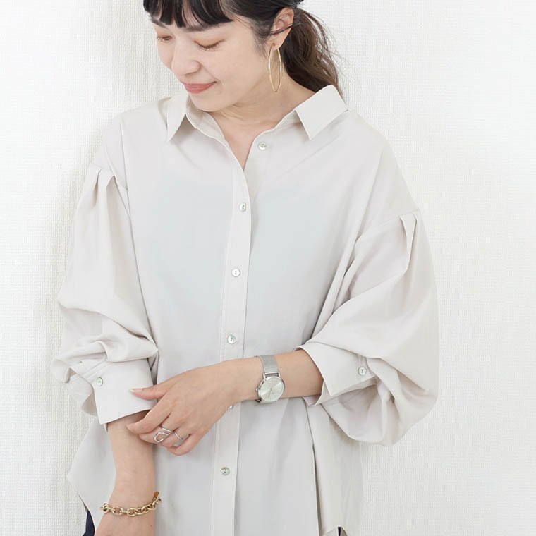 Aletta vita シャツ ブラウス タック ドロップショルダー マット 大人 