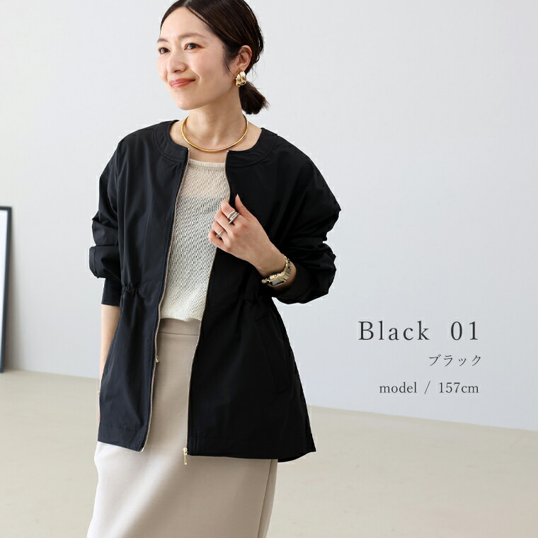 美品 アドーア ノーカラーブルゾン 圧縮ウール 薄手ライトアウター ブラック bcatc942n_0803.jpg