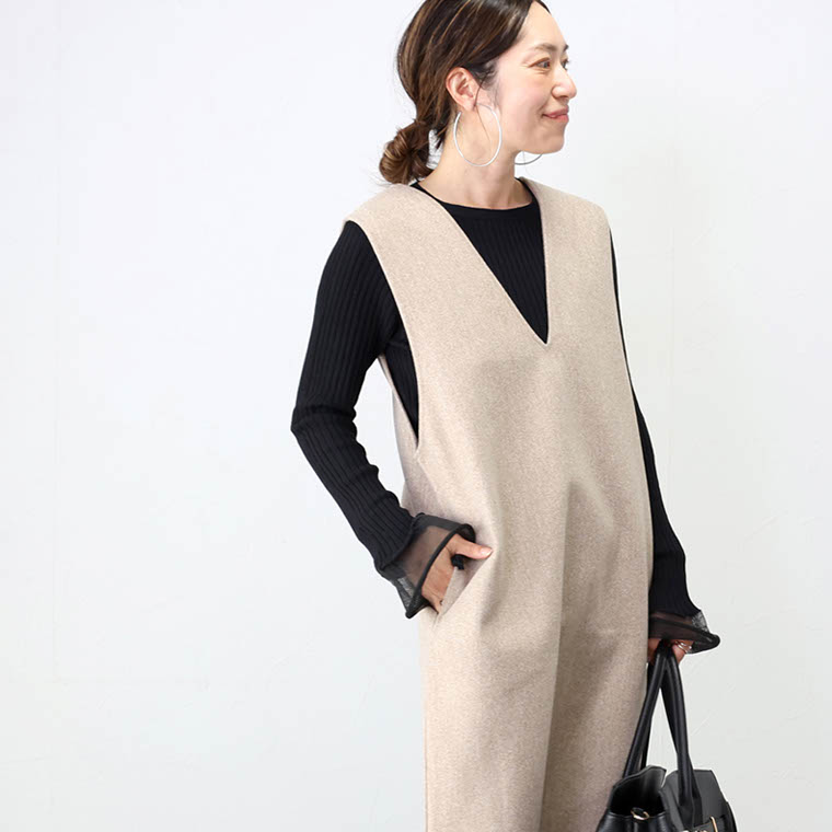 希少 ワイズ 上質 ウール フレア Aライン デザイン サロペット ワンピース 希少 ワイズ 上質 ウール フレア Aライン デザイン サロペット