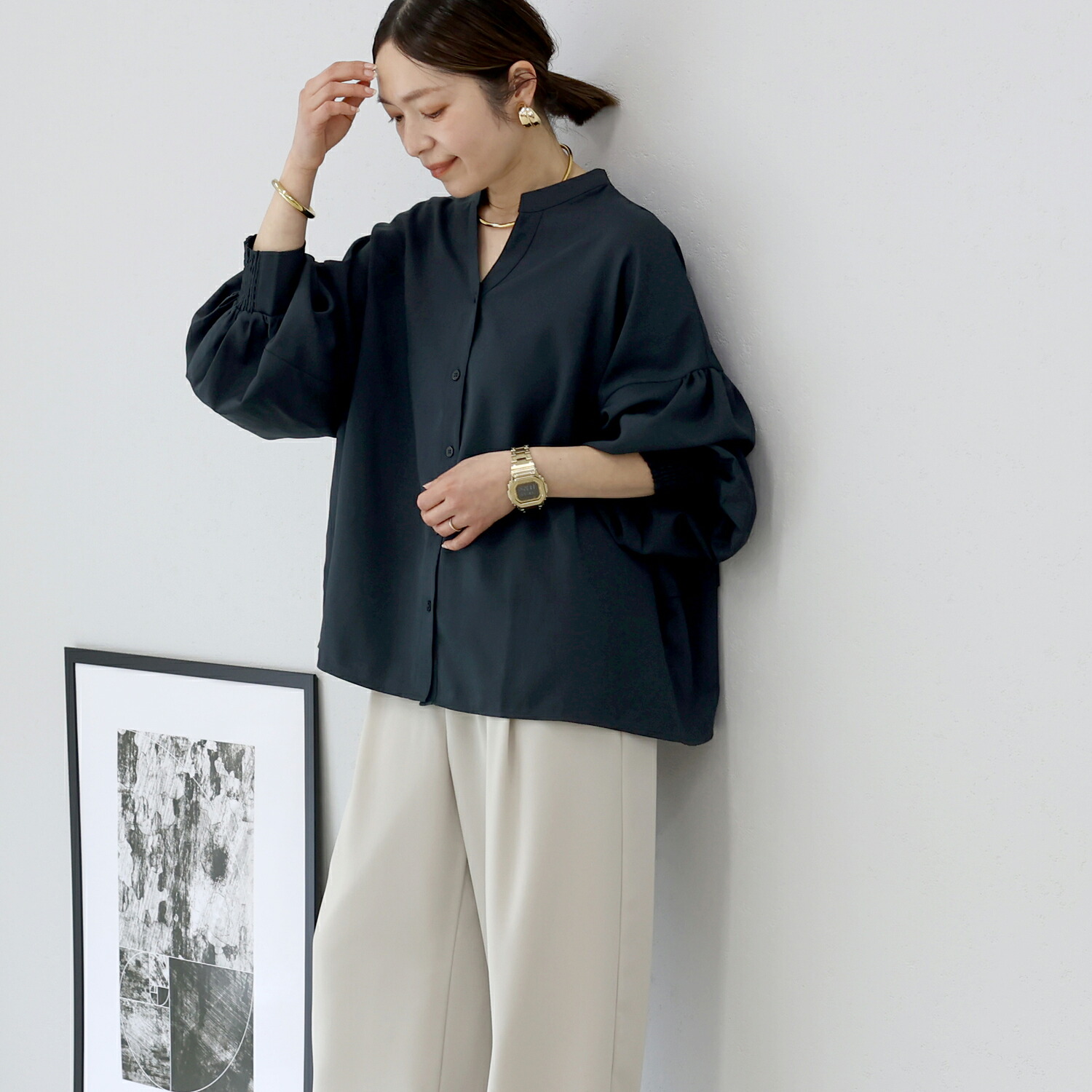 Aletta vita ブラウス バックフリル バックシャン ボリューム袖