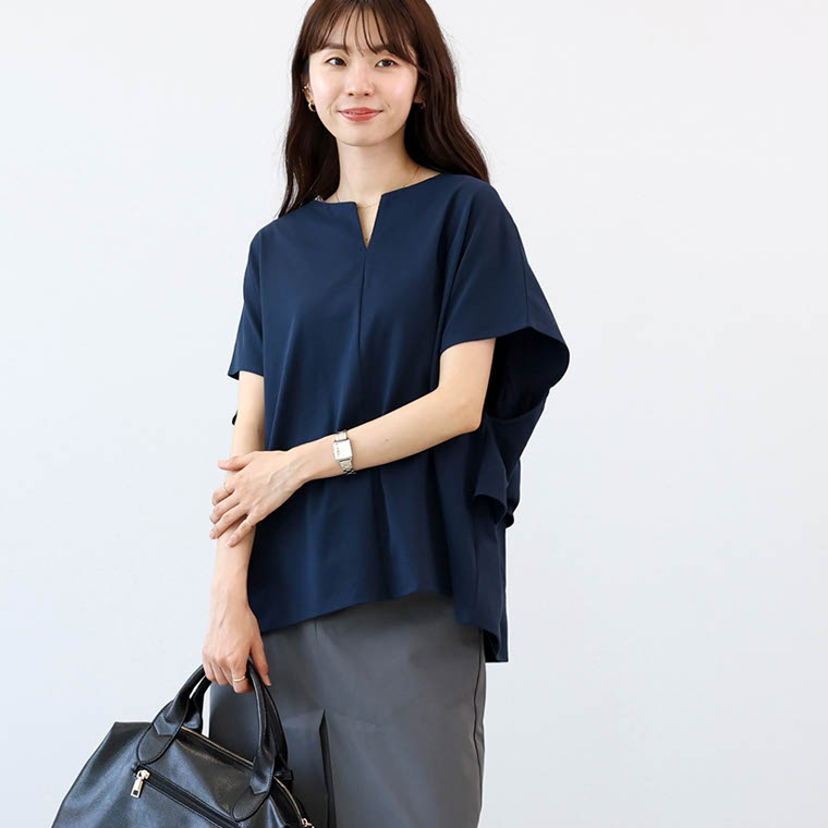 カットソー バックフリル 立体 バックシャン キーネック 大人 フレンチ 夏 30代 40代 レディース　ソロナキーネックバックフリルプルオーバー メール便可/ma2 Aletta vita カットソー バックフリル 立体 バックシャン