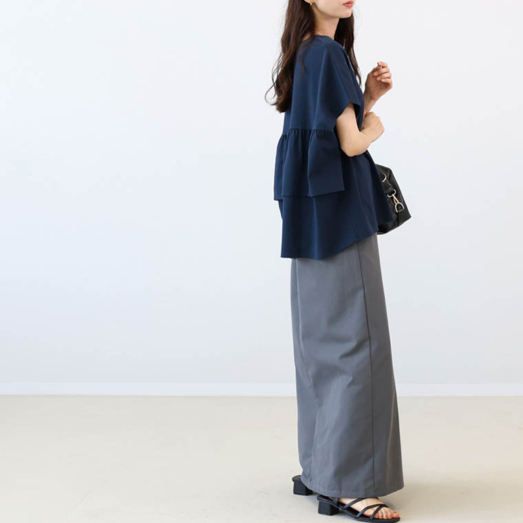 カットソー バックフリル 立体 バックシャン キーネック 大人 フレンチ 夏 30代 40代 レディース　ソロナキーネックバックフリルプルオーバー メール便可/ma2 Aletta vita カットソー バックフリル 立体 バックシャン