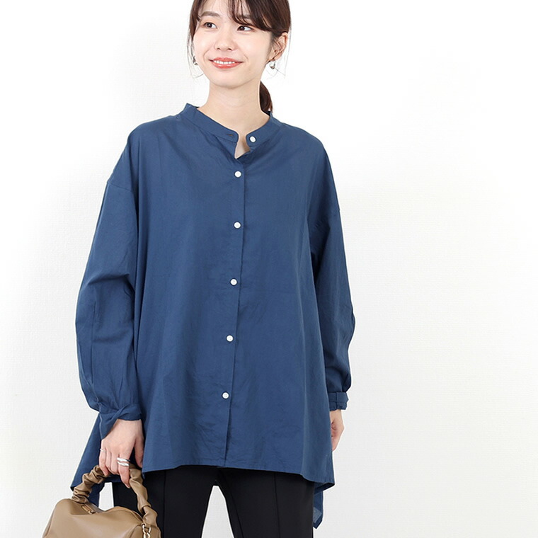 Aletta vita シャツ ブラウス バンドカラー 羽織り 綿 キャンブリック