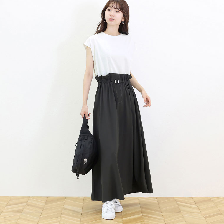Aletta vita ワンピース ロング ドッキング 異素材 綿 Tシャツ 布帛 夏