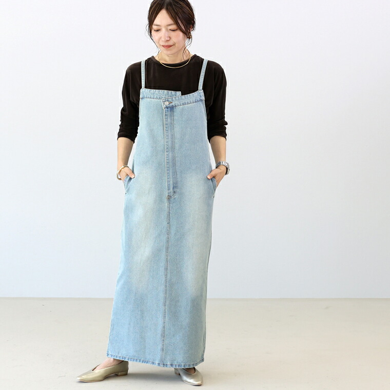Aletta vita 爆買 サロペット ジャンパースカート デニム ロング