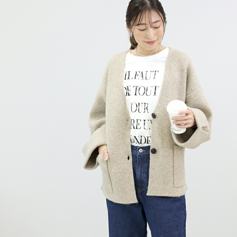 Aletta vita 爆買 ニットジャケット カーディガン 深V ヤクタッチ 体型