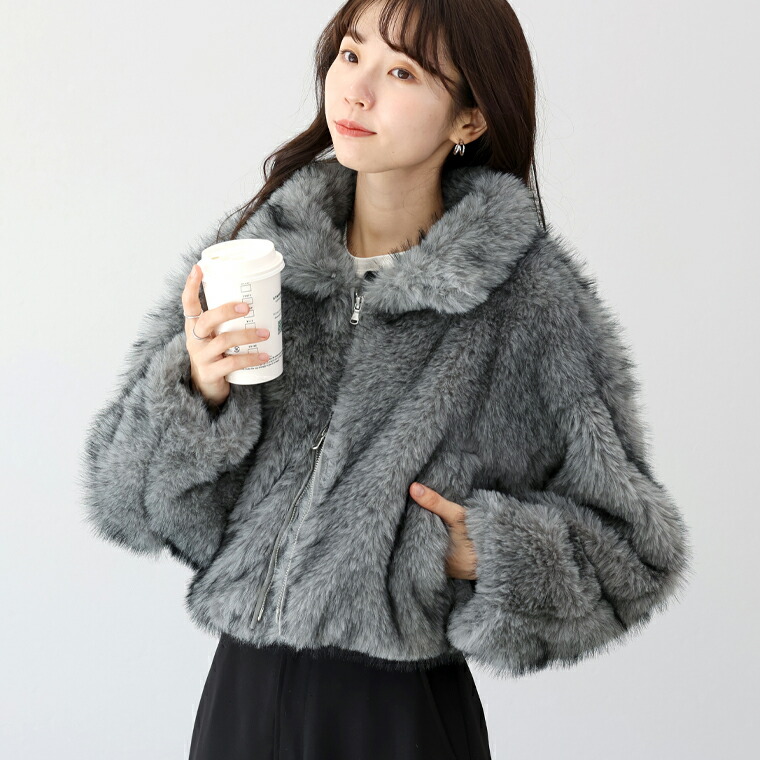 Aletta vita 爆買 アウター ファー コート フェイクファー ジップ