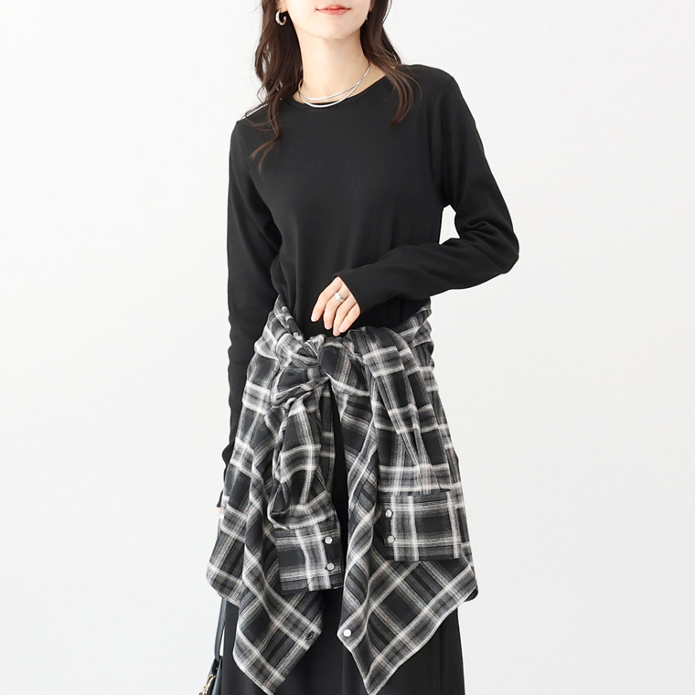 Aletta vita ワンピース カーディガン 長袖 リブワンピース Iライン 
