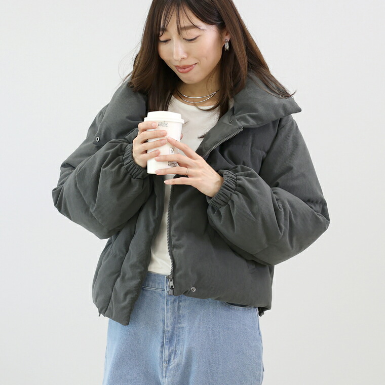 Aletta vita アウター ブルゾン 細コーデュロイ ビッグカラー スタンド