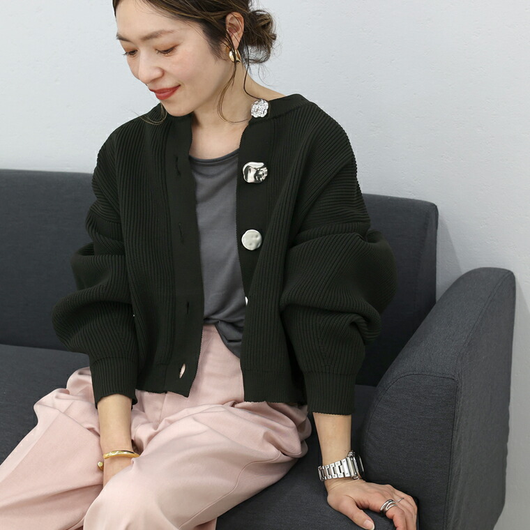 Aletta vita トップス カーディガン ニット 羽織り 畦編み 体型カバー