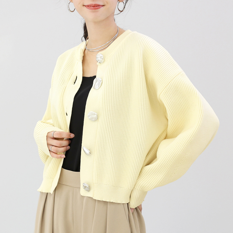 Aletta vita トップス カーディガン ニット 羽織り 畦編み 体型カバー