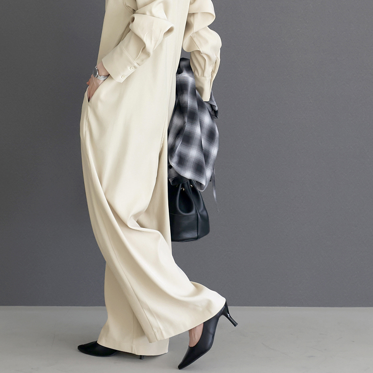 Aletta vita トップス ボトムス オールインワン 長袖 前開き ワイド 