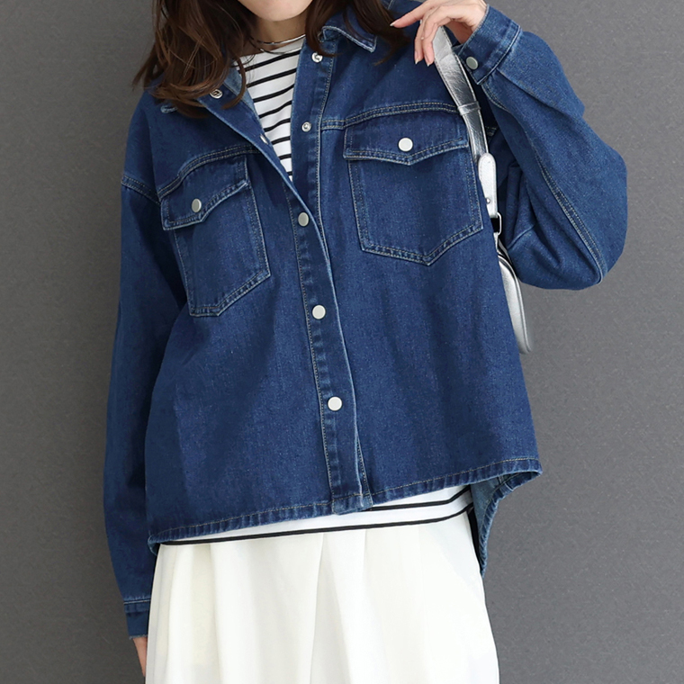 Aletta vita トップス デニム シャツ 羽織り ジャケット 体型カバー 30