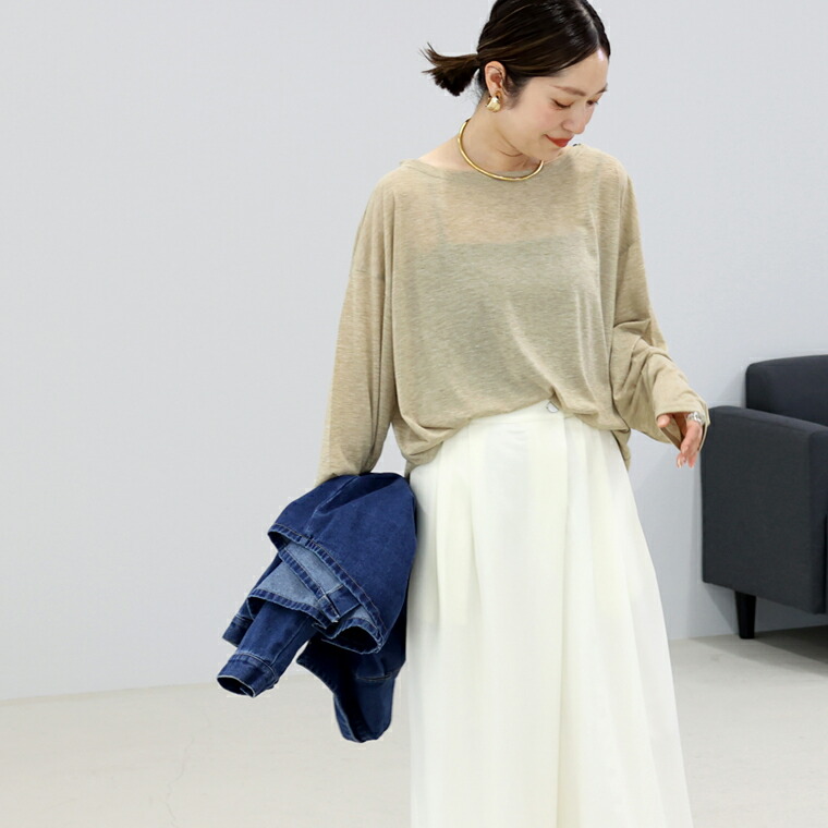 Aletta vita カットソー ロンT 杢 30代 40代 体型カバー ボートネック