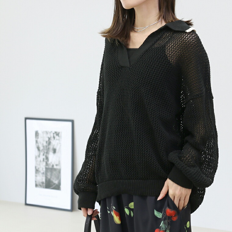 Aletta vita トップス プルオーバー ニット メッシュ 重ね着 体型