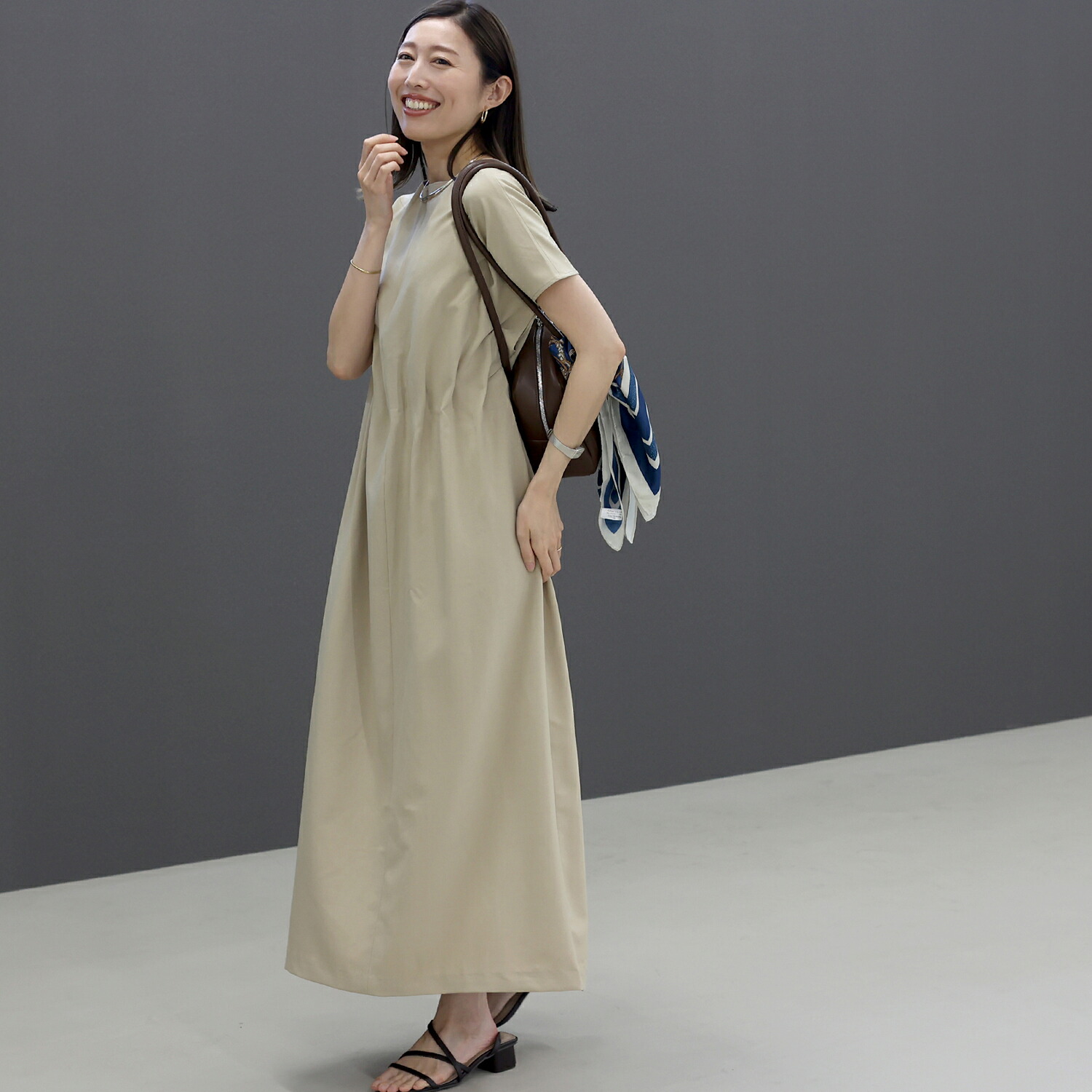 2way ワンピースコート ブラック（Vica Pota） Aletta vita ワンピース 体型カバー リネンライク 2WAY 30代 40代 50代