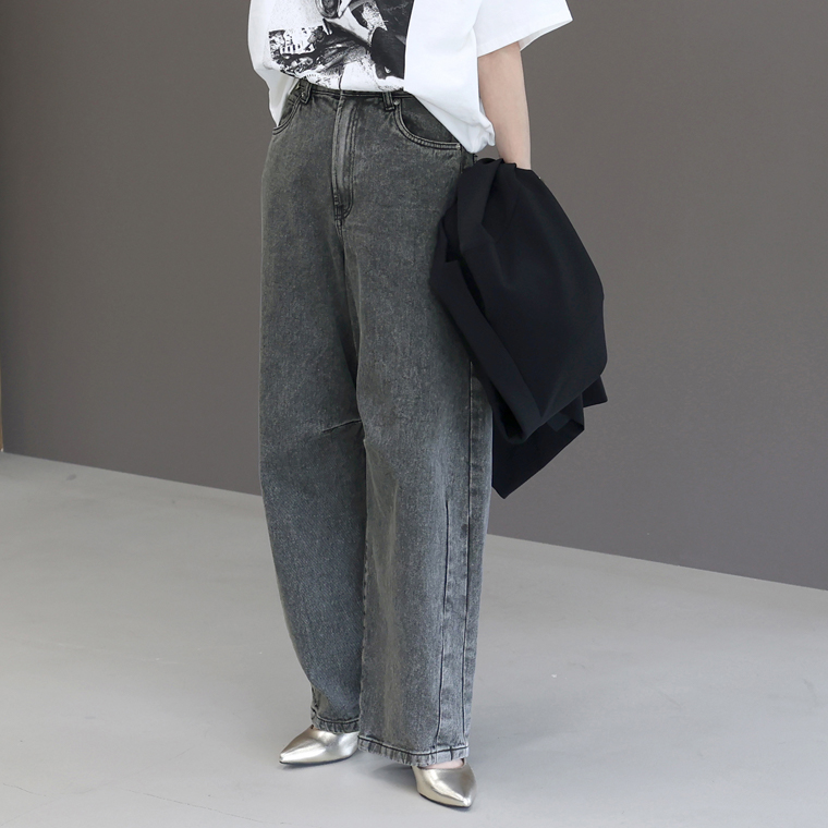 Aletta vita ボトムス パンツ ウエストゴム 体型カバー デニム カーブ