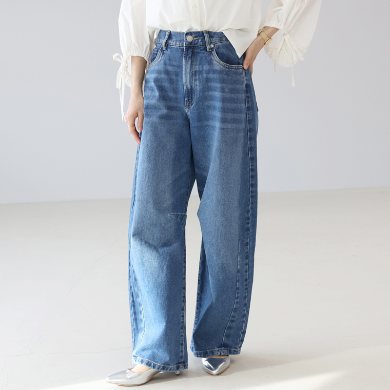 Aletta vita ボトムス パンツ ウエストゴム 体型カバー デニム カーブ