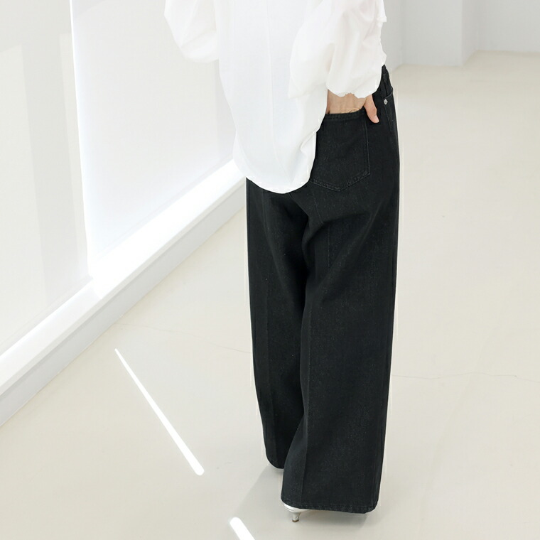 Aletta vita パンツ デニム ライトオンス センタープレス 美脚 体型