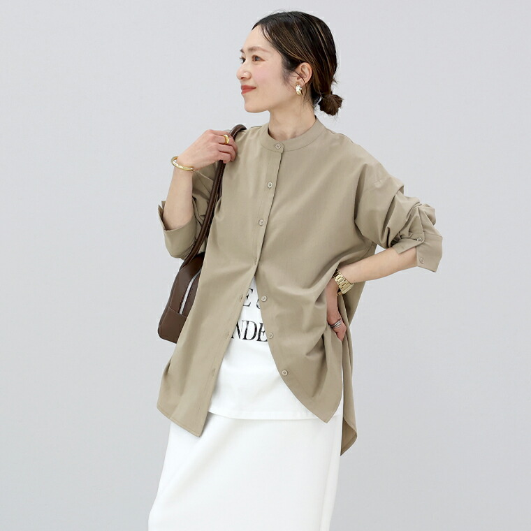 Aletta vita シャツ チュニック バンドカラー ノーカラー レイヤード