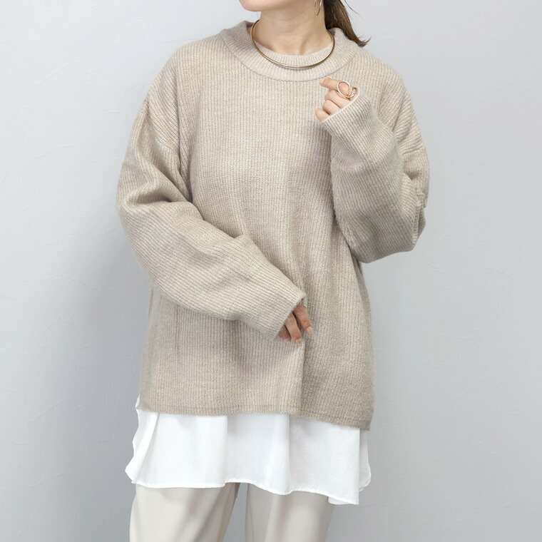 Aletta vita ニット プルオーバー 長袖 スリット レイヤード