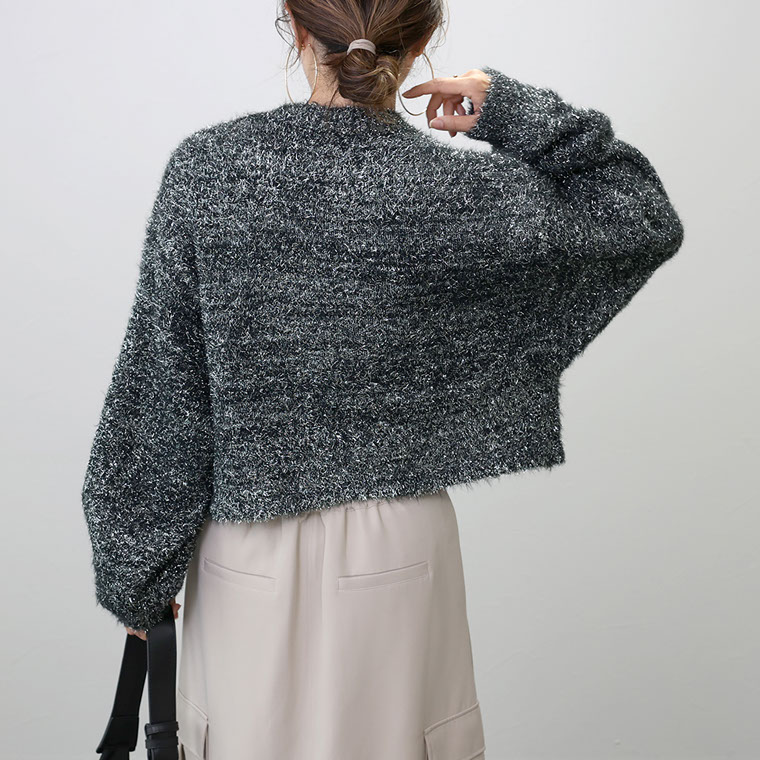 Aletta vita トップス プルオーバー ニット フェザー ラメ