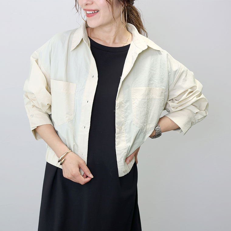 美品　ノーブル　リネン100%　シャツ　長袖　ライトパープル　40 ホワイト 【完全ノーアイロン】長袖 アイシャツ セミワイド