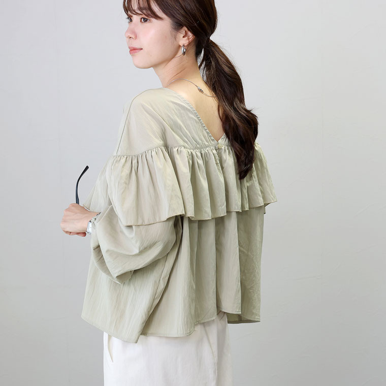 Aletta vita トップス ブラウス フリル 2WAY シワ加工 30代 40代