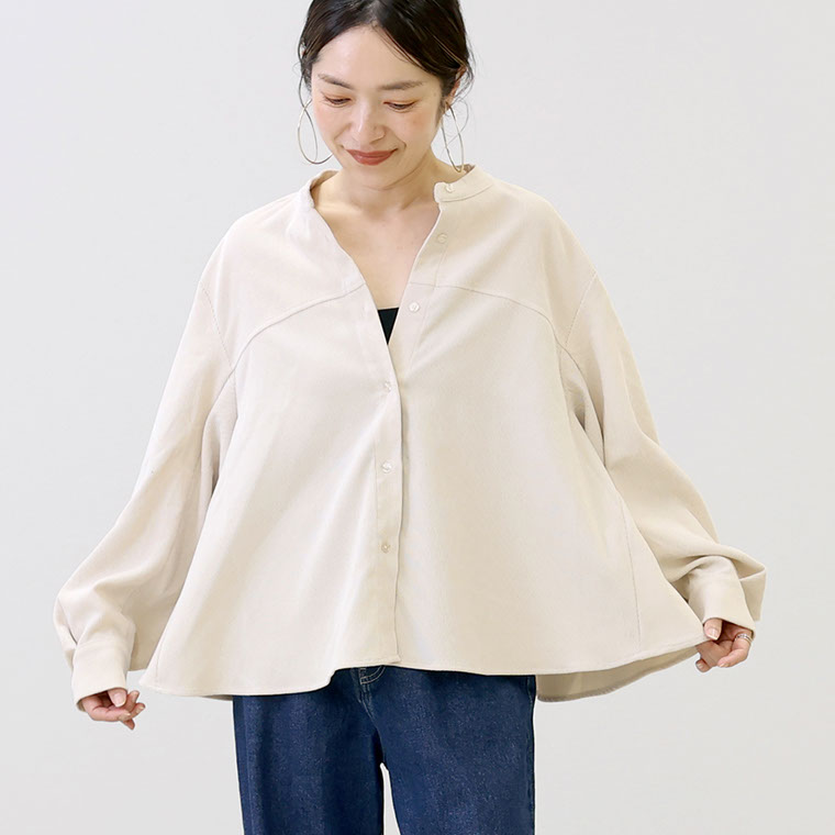 Aletta vita トップス ブラウス シャツ コーデュロイ 変形 切替