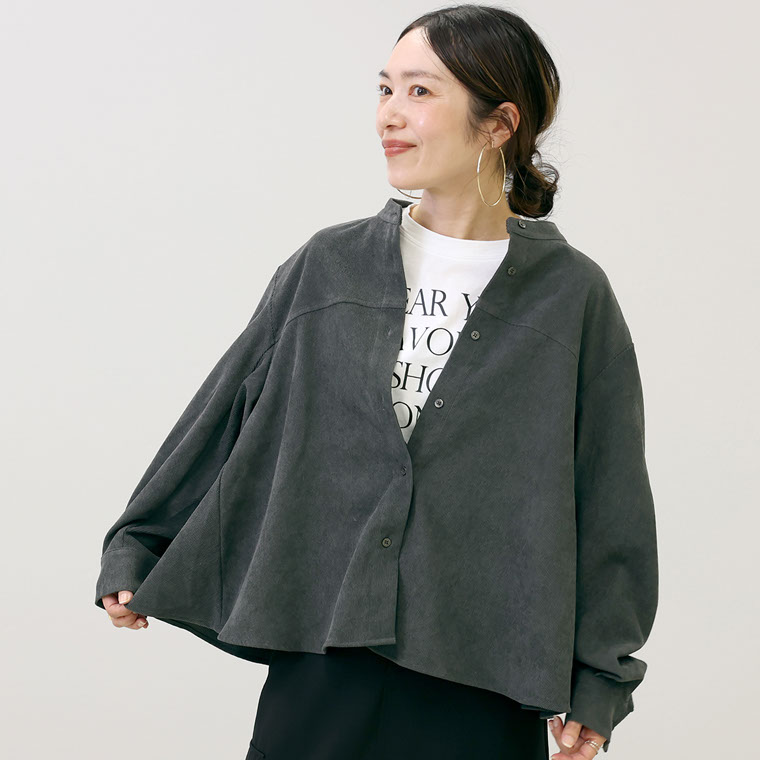 Aletta vita トップス ブラウス シャツ コーデュロイ 変形 切替