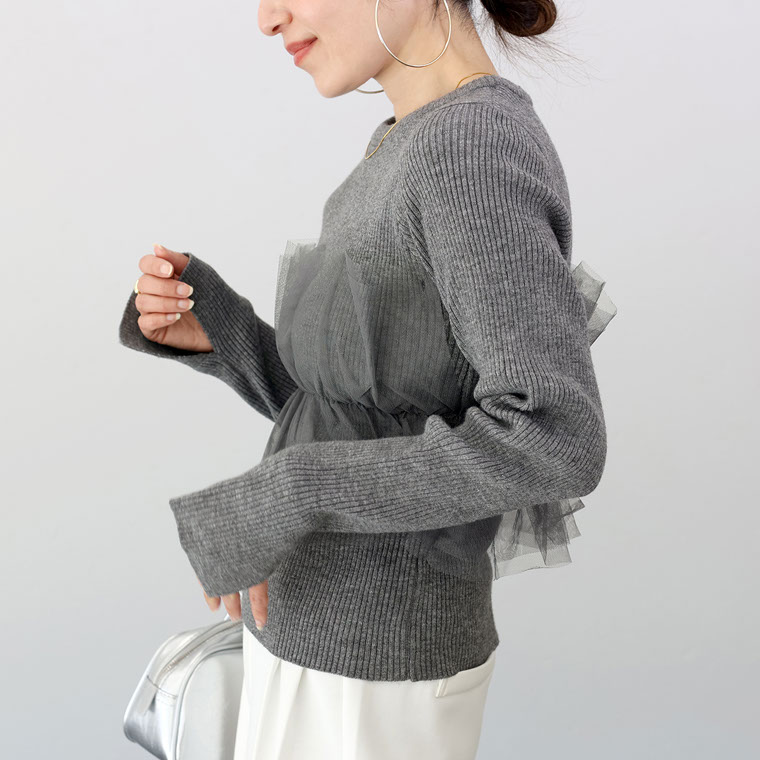 ERISABETTA FRANCHI チューブドレス 長袖 タイト ニット ELISABETTA FRANCHI】ロゴ ニット チューブドレス《国内発送》
