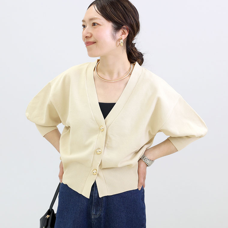 Aletta vita トップス カーディガン Vネック ゴールドボタン