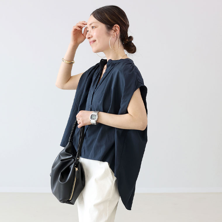 Aletta vita トップス ブラウス シワ加工 フレンチスリーブ 前