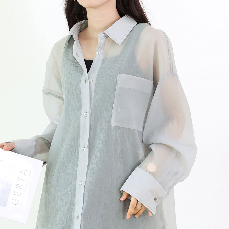 yonfa ヨンファ　 シースルーシャツチュニック　2021ss yonfa ヨンファ シースルーシャツチュニック 2021ss - メルカリ