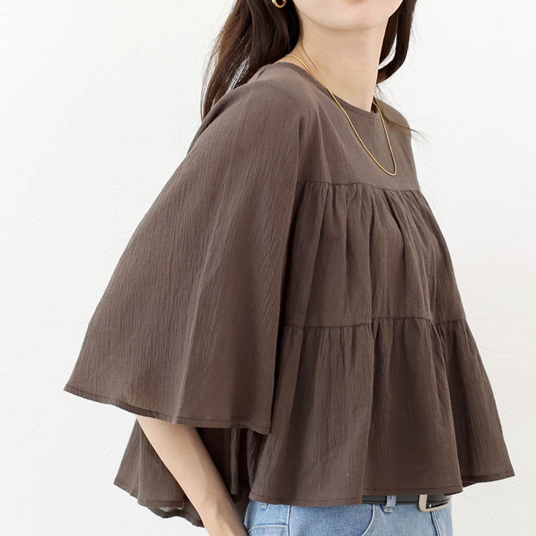 Aletta vita ブラウス フレア フレア袖 綿 天然素材 立体 体型