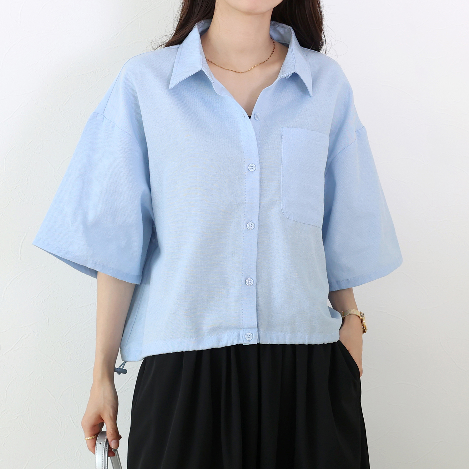 Aletta vita トップス シャツ 半袖シャツ ドロスト 裾ドロスト 30代 40