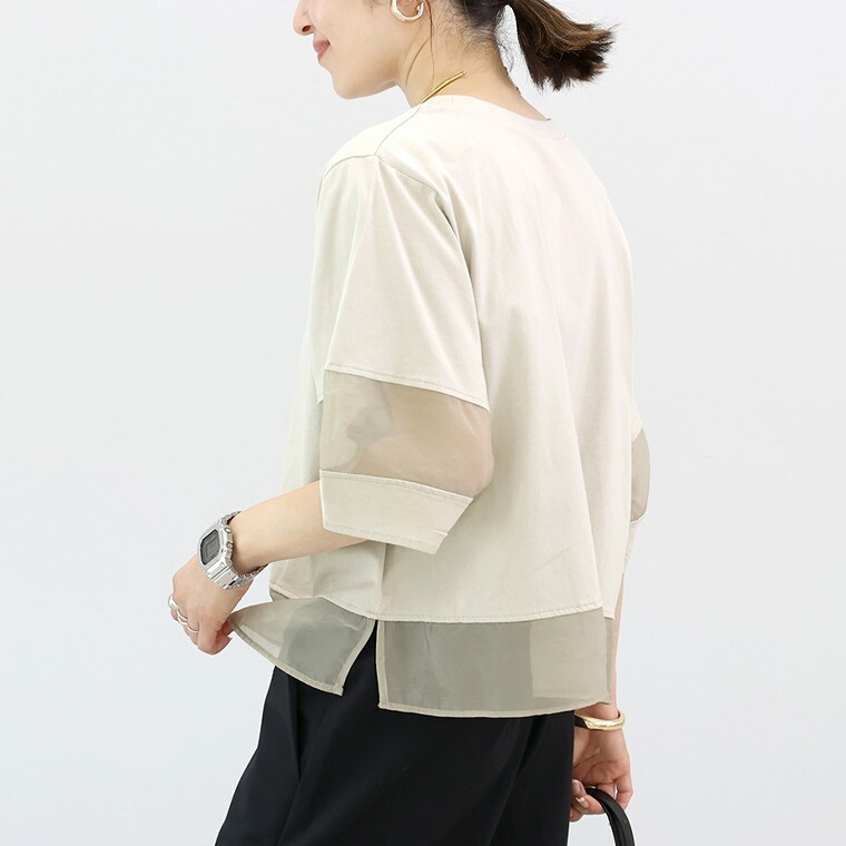 Aletta vita トップス プルオーバー Tシャツ オーガンジー 綿100