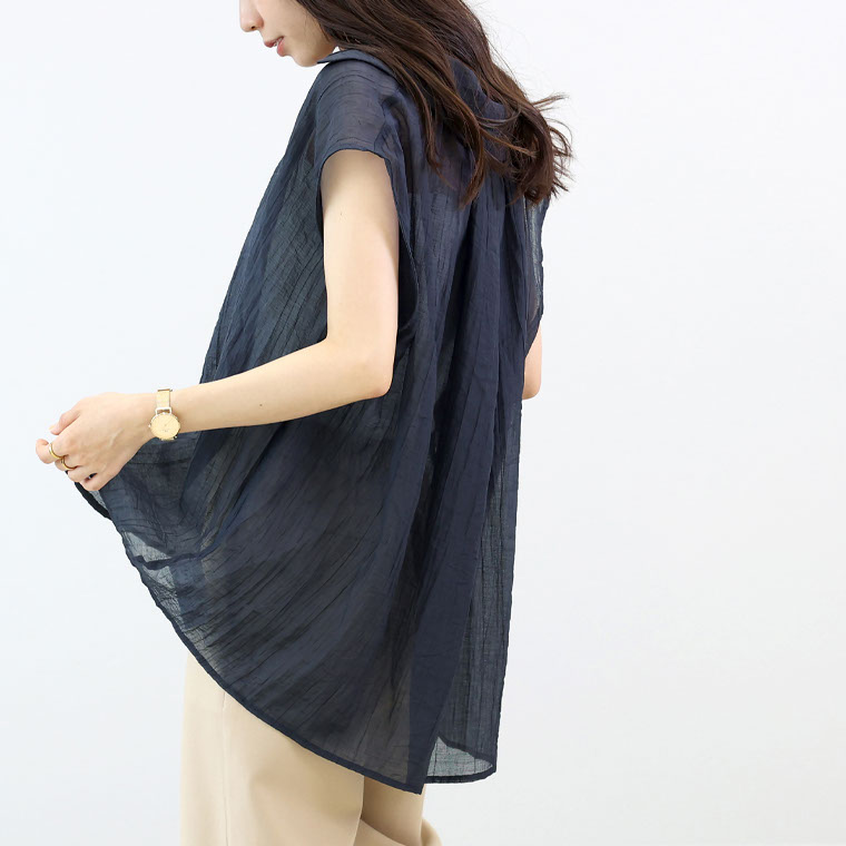 Aletta vita ブラウス シアー シボ シワ加工 ゆったり チュニック 大人