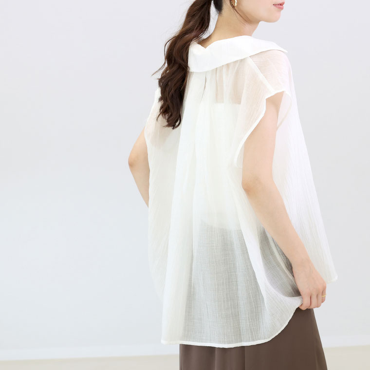 Aletta vita ブラウス シアー シボ シワ加工 ゆったり チュニック 大人