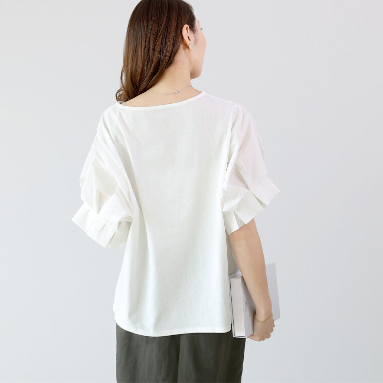 Aletta vita トップス プルオーバー Tシャツ 袖タック 異素材
